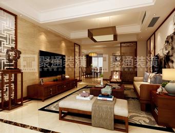 聚通裝潢設計案例-寶山中環(huán)一號157㎡公寓新中式裝修